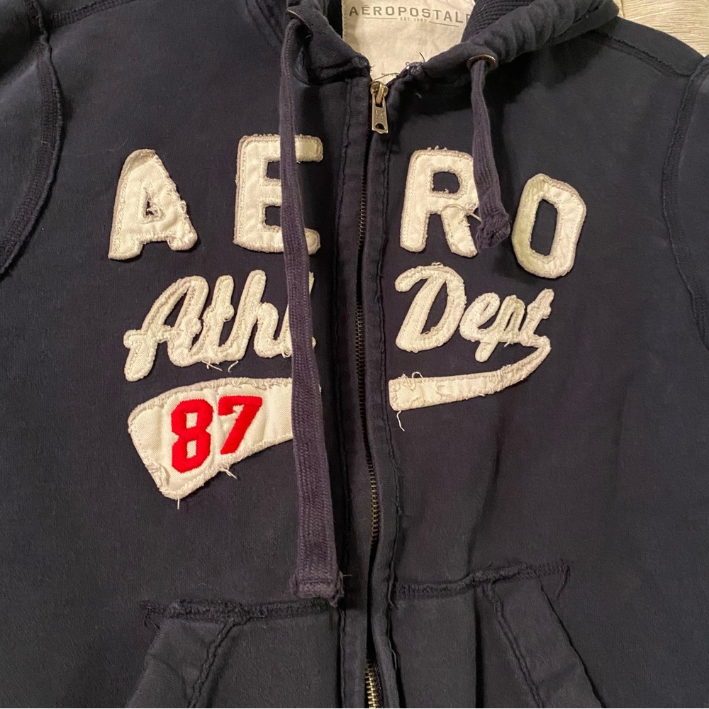 BLUE ZIP UP HOODIE Aeropostale~Size Small~great preowned condition